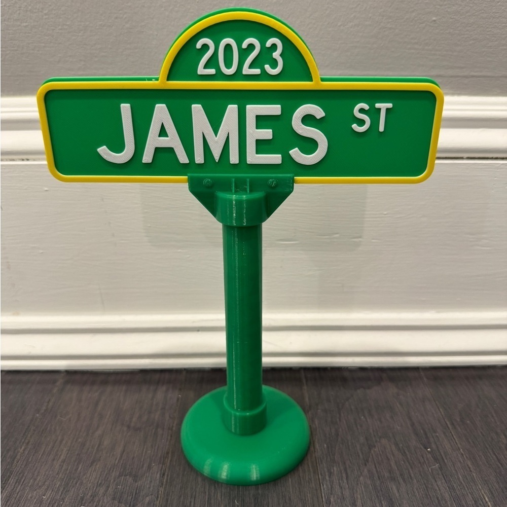 NWT Custom Made Sesame Street Green and Yellow James St 2023 Sign Decor